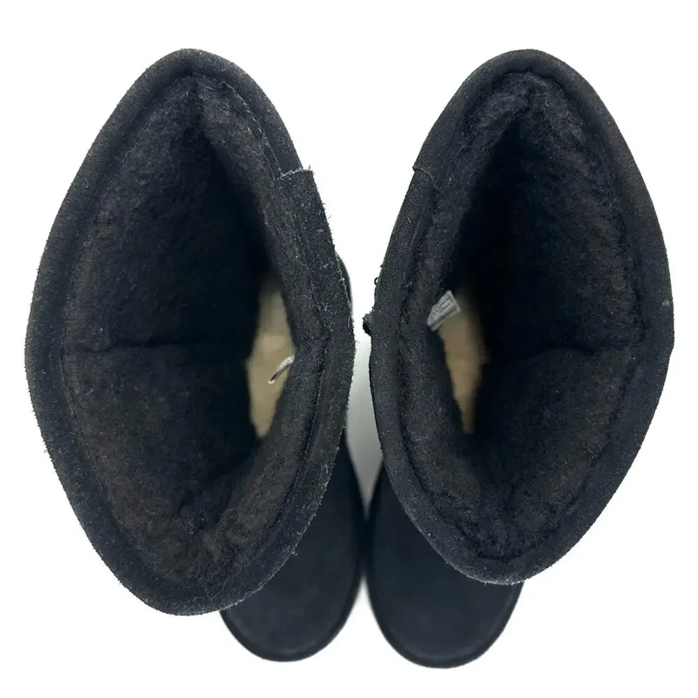 Bearpaw Emma Girls Black Winter Boot Size 4 Suede Waterproof Wool Lining Comfort
